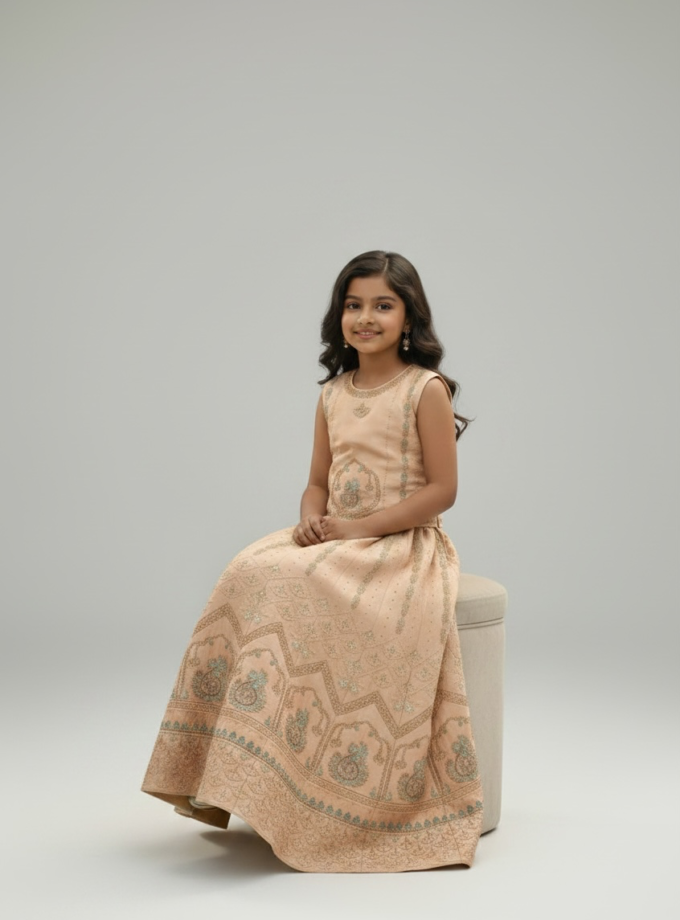 Beige Paisley Embroidered Lehenga