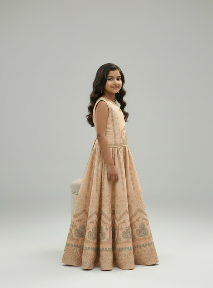 Beige Paisley Embroidered Lehenga