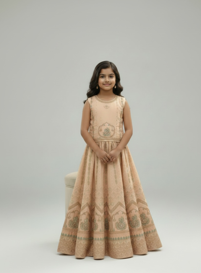 Beige Paisley Embroidered Lehenga