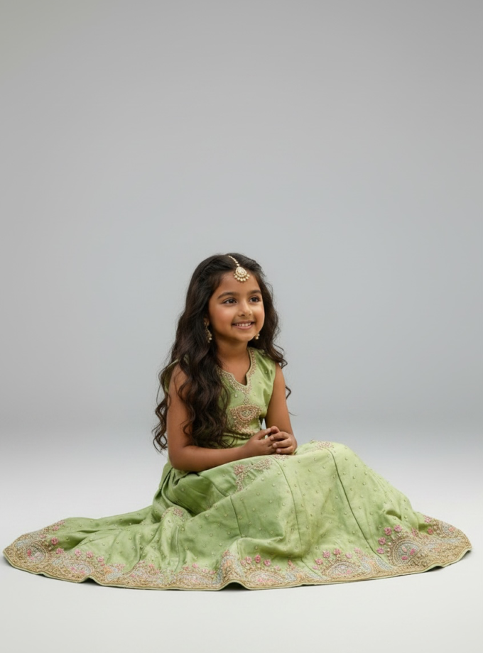 Pistachio Green Pearl Embroidered Lehenga