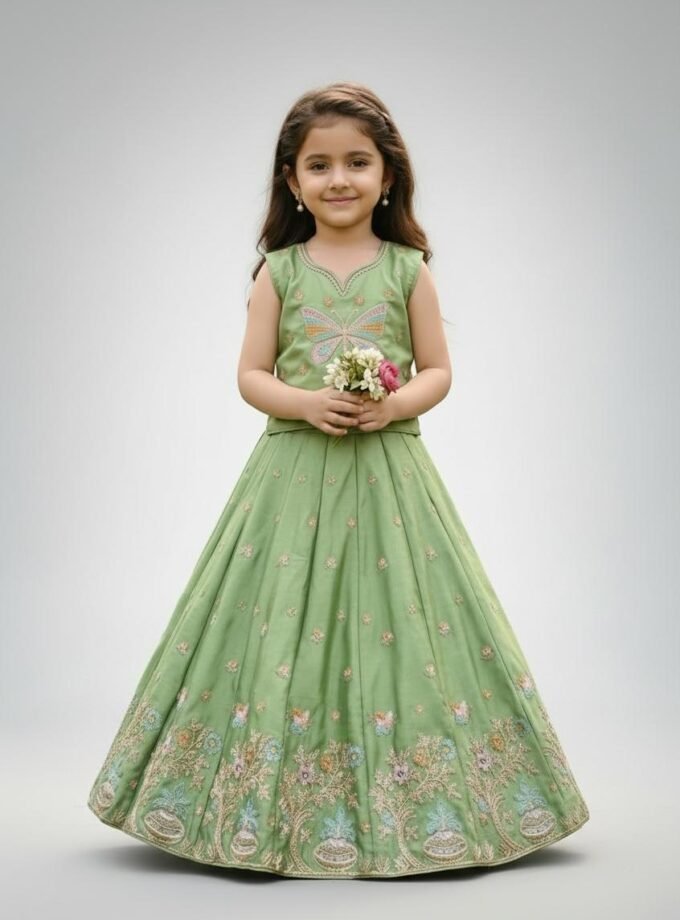Sage Green Butterfly Lehenga