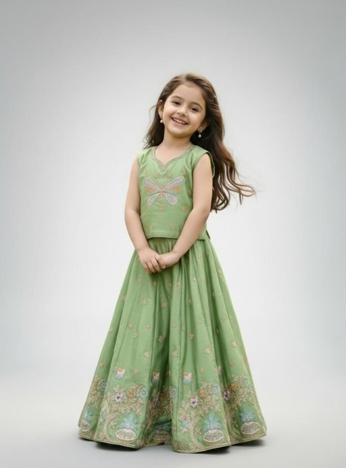 Sage Green Butterfly Lehenga