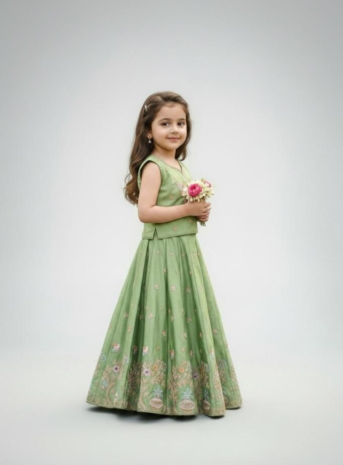 Sage Green Butterfly Lehenga
