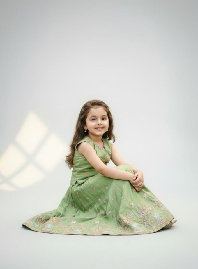 Sage Green Butterfly Lehenga
