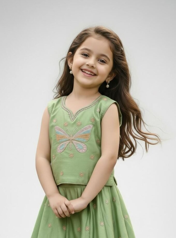 Sage Green Butterfly Lehenga