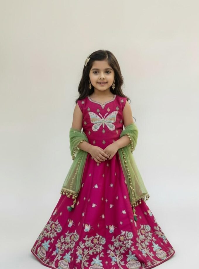 Fuchsia Butterfly Embroidered Lehenga