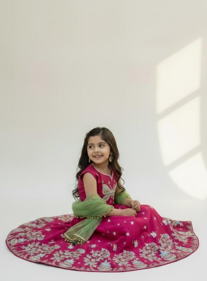 Fuchsia Butterfly Embroidered Lehenga