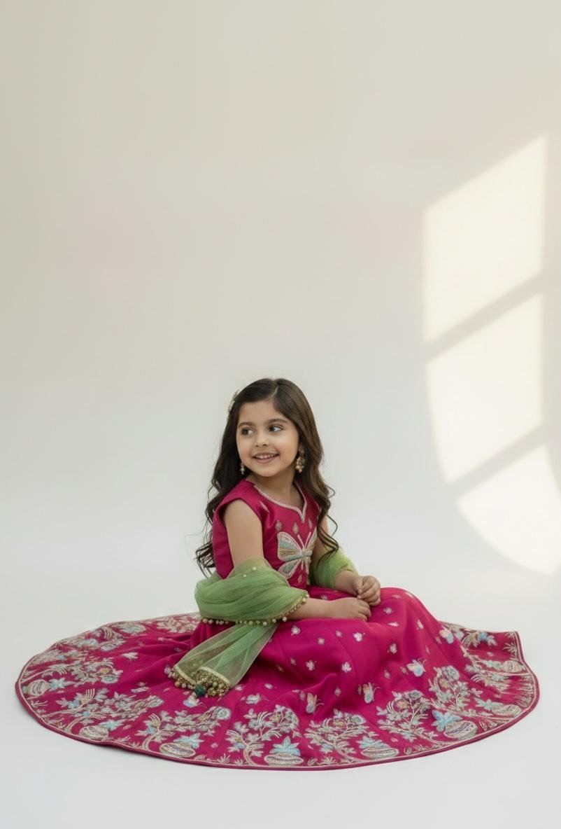 Fuchsia Butterfly Embroidered Lehenga - Image 4