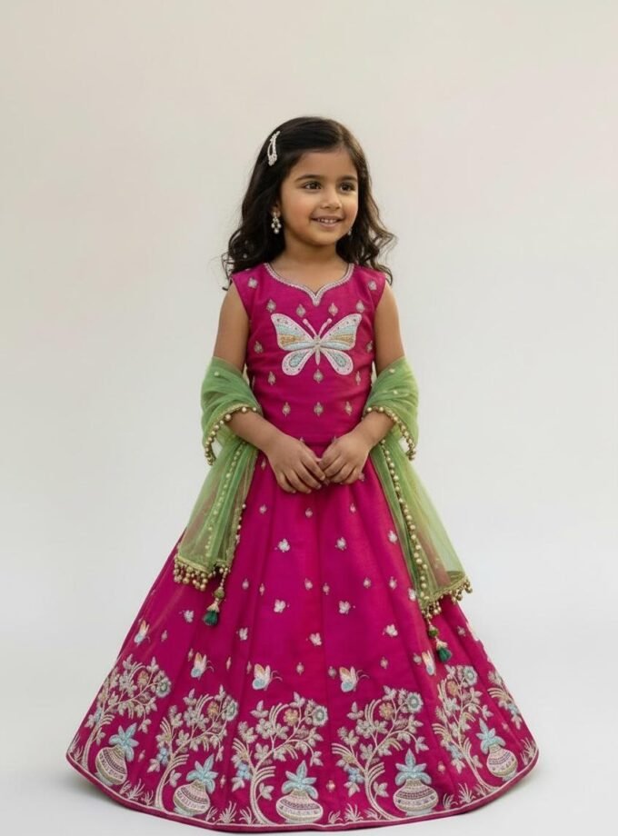 Fuchsia Butterfly Embroidered Lehenga