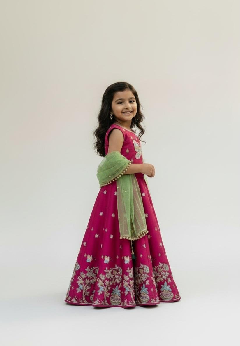 Fuchsia Butterfly Embroidered Lehenga - Image 2