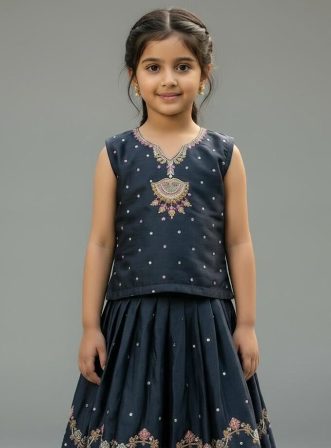 Navy Embroidered Lehenga
