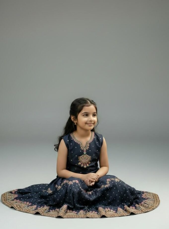 Navy Embroidered Lehenga