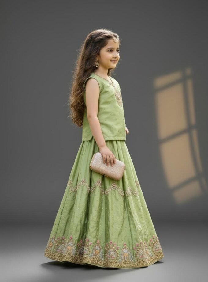 Sage Green Butterfly Lehenga