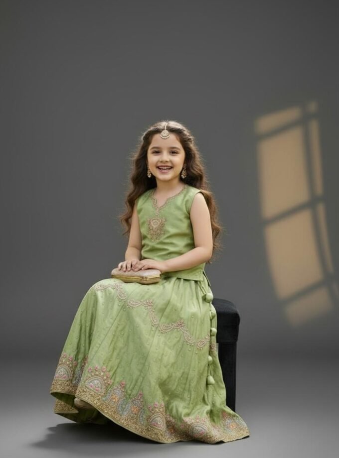 Sage Green Butterfly Lehenga